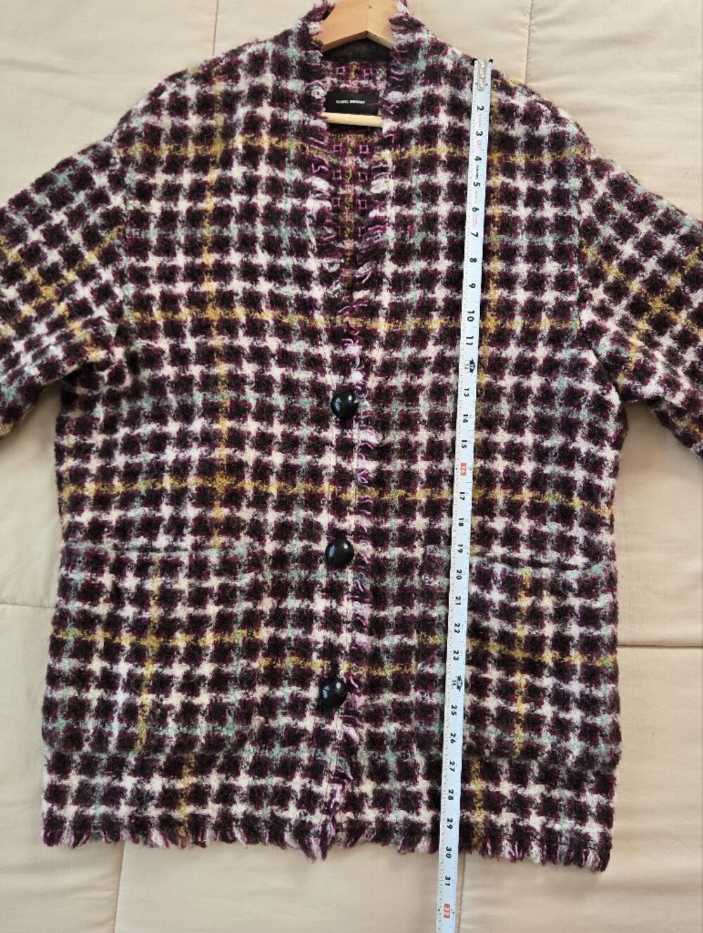 Isabel Marant Dianaly Checked Plaid Tweed Cardigan Coat Fringe Edge FR 40 US 8 - Picture 9 of 9